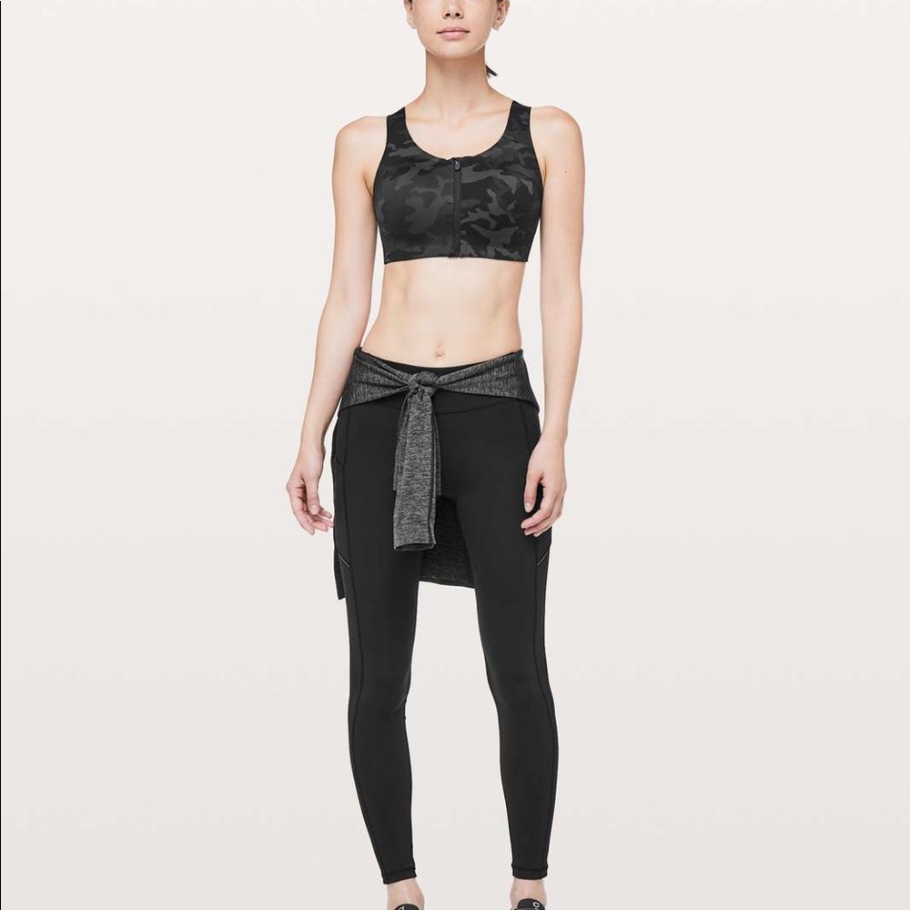 Lululemon Enlite Bra Zip Front Incognito Camo Grey